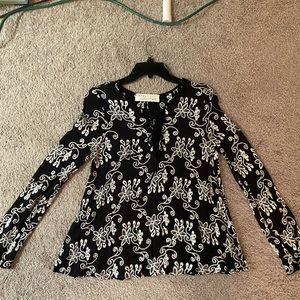 Black with white embroidery blouse